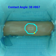 Water contact angle measurement on PTFE tubing after chemical etching