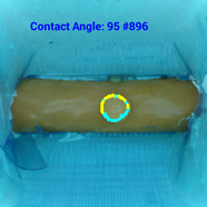 Water contact angle measurement on PTFE tubing before chemical etching