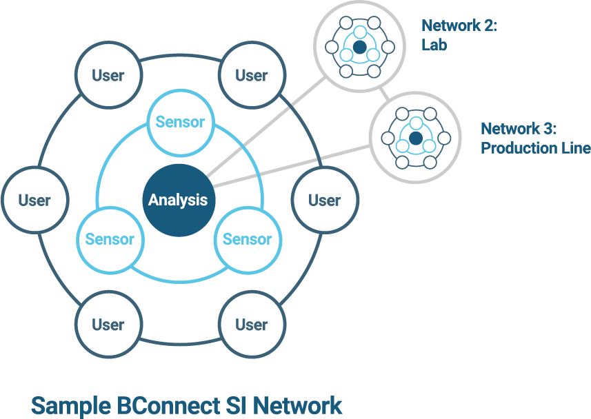 Graph explaining the BConnect SI Network and how users interact with the data