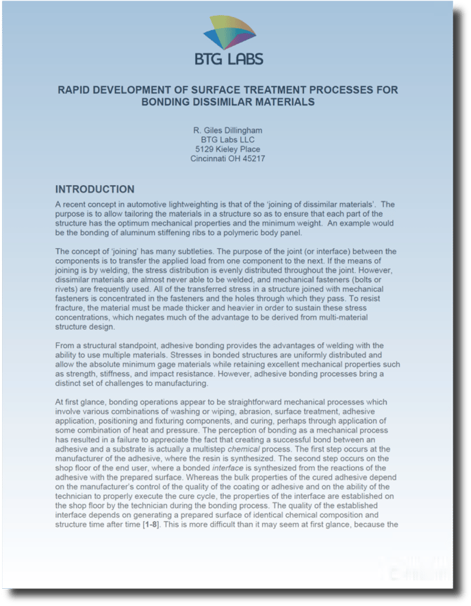 Rapid Development of Surface Treatment Processes for Bonding Dissimilar
