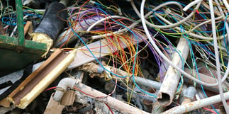 pile of scrap - includes medical cables that have been thrown out